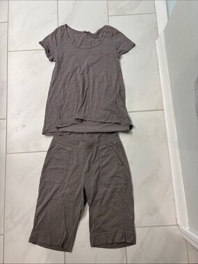 fresh produce Short Sleeve Tee & Bermuda Set in Brown-Gray